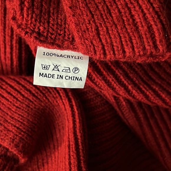 CHERFLY Womens Red Bell Long Sleeve Sweater Size L - Picture 6 of 7